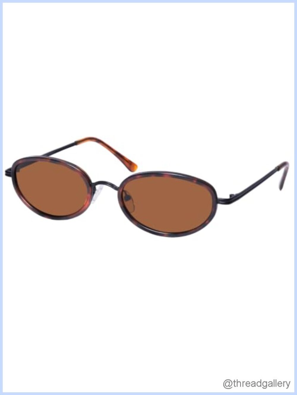 Retro Oval Sunglasses Slim Metal Frame UV400 Full-Frame Women's Eyewear